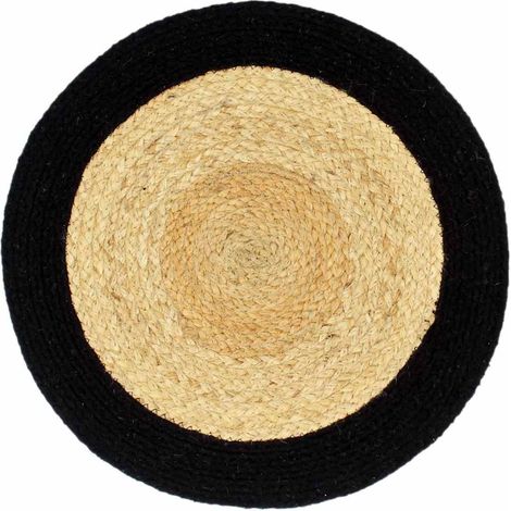 Lot de 4 napperons de table tissés à la main en jute et coton naturel et noir 38 cm (1/4)