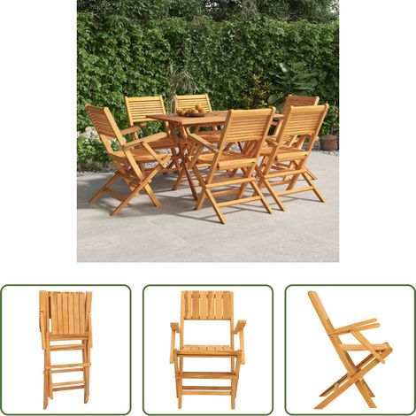 Teakholz - Gartenstühle 6 Stk. Klappbar 55x62x90 cm Massivholz Teak (1/5)