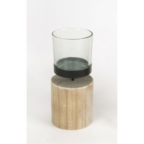 TrendLine Windlicht Holz 19 cm Kerzenhalter