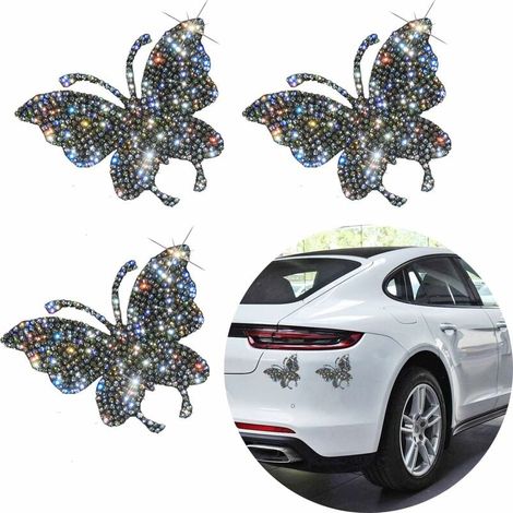 SHINING HOUSE Stück Kristall-Autoaufkleber, Bling-Schmetterling-Kristall-Strass-Autoaufkleber, Bling-Schmetterling-Autodekorationen, Strass-Zubehör für Autos, Stoßstangenfenster. (5 x 7 cm) (1/5)