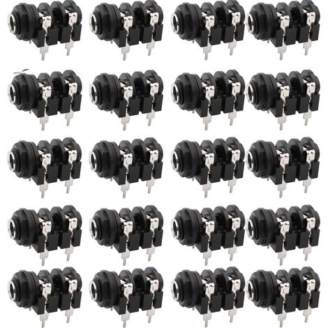 20pcs souder connecteur Femelle 6.35mm, 6.35mm 1/4 Pouces Femelle Mono Casque Prise Audio Panneau de Montage Connecteurs 4 Broches avec Écrous de Montage Rondelles
