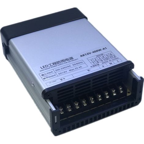 Alimentation 12 V 400 W étanche à la pluie, alimentation à découpage 12 V 400 W pour enseignes lumineuses publicitaires extérieures (1/4)