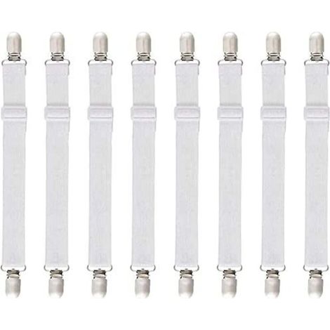 8Pcs (60cm à 200cm) Tendeur Drap Housse Lit Drap Réglable,Tendeurs de Maintien,Convient à Tous Lits et Matelas,Blanc H263