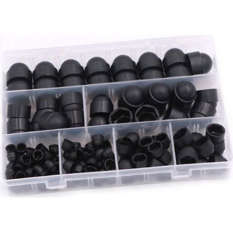 Kit de 145 pièces cache vis et écrous de protection – 6 tailles M4 à M12 – Plastique et caoutchouc – Pour machines et meubles (1/5)