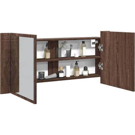 LED-Spiegelschrank Braun Eichen-Optik 100x12x45 cm