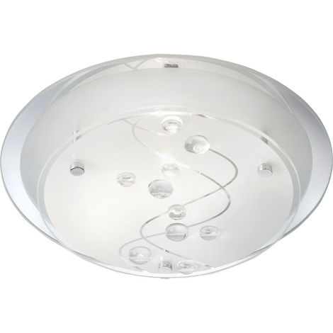 COVE 1L Plafonnier Rond métal chrome, verre avec perles deco E27 max 60w diamètre 25cm