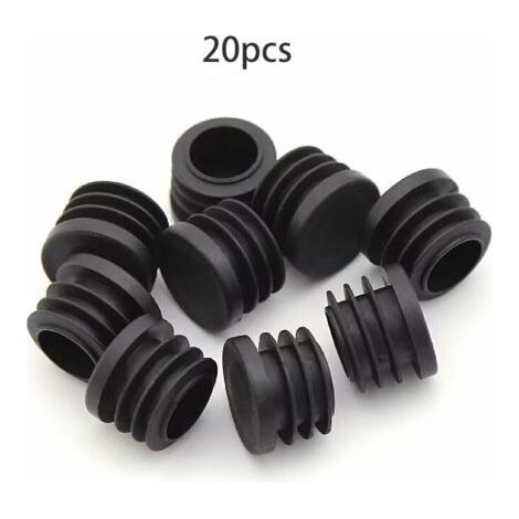 Bouchons d'extrémité en plastique noir – Lot de 20 pièces – Diamètre extérieur 16mm – Résistants aux chocs et aux UV – Pour meubles et équipements (1/5)