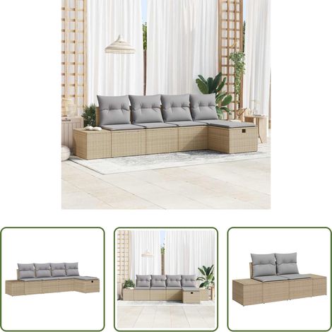 Poly-Rattan - Sofa Set mit Kissen 5 pcs Poly-Rattan (1/5)