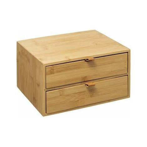 Caja 2 cajones correas cuero bambú - 5five (1/4)
