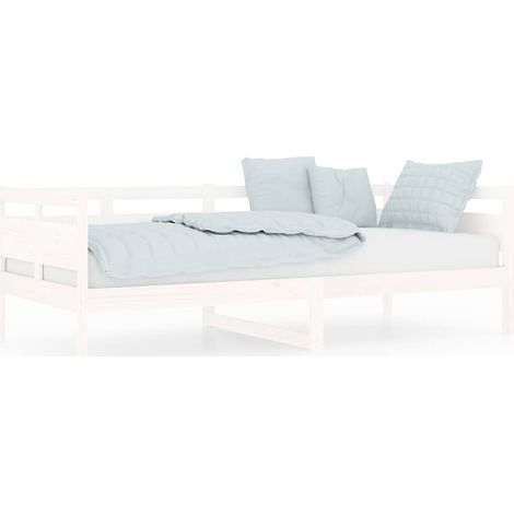 Lit adulte pour 1 personnes, Structure de lit, Assemblage Facile, Lit de jour Blanc Bois massif de pin 90x200 cm OIB9393E (1/5)