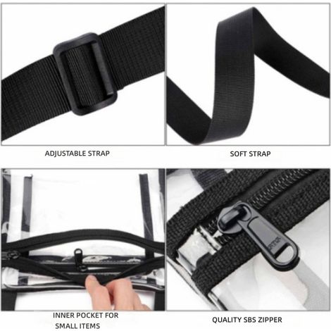 sac transparent sport parent avec poche intérieure et réglable pour événements sportifs, festivals d (1/4)