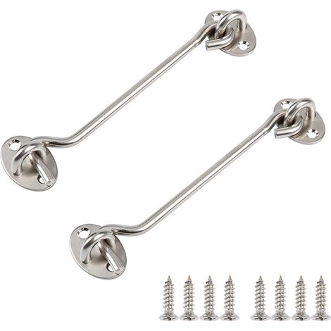 Serrure à crochet et œillet de confidentialité, serrure simple, convient pour porte de grange, argent, 2 pièces (6 pouces) (1/4)