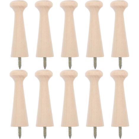HONORNIC – 10er-Packung Holzdübel zum Einschrauben an die Wand. Wandhaken aus Holz. (1/5)
