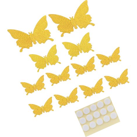 Lot de 12 stickers muraux 3D effet flash, doré brillant, pour salon ou mariage. (1/5)