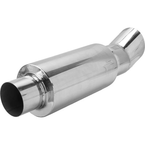 Pot d'échappement 63 mm en acier inoxydable, style DTM, argenté, à passage direct, sonorité grave, universel pour voiture (1/5)