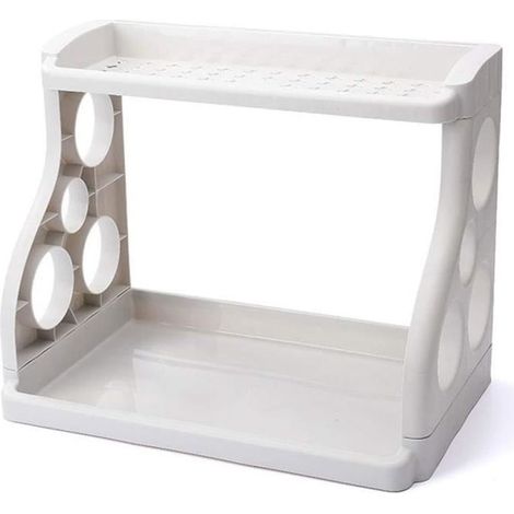 Étagère de rangement cuisine en plastique mobile - Le Bâti - Tour de support de cuisine [Z3112] - Gris/Blanc