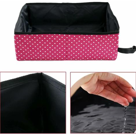 Bac à litière pliable pour chat, bac à litière de voyage portable pour chat, bac à litière pliable étanche pour chat, toilettes propres pour chat, camping à la maison et en plein air, L (rose) (1/4)
