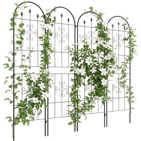 Outsunny Set of 4 Metal Trellis for Climbing Plants, Arrow Design