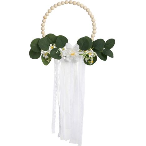 (6118 Weiß) 1 Stück Dekorativer künstlicher Blumenkranz für Zuhause, Türring, Wanddekoration, Bastelanhänger, Fotorequisite (1/2)