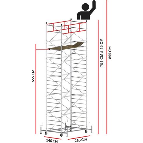 Echafaudage TITANIUM PRO (Hauteur de travail 8,55 m)