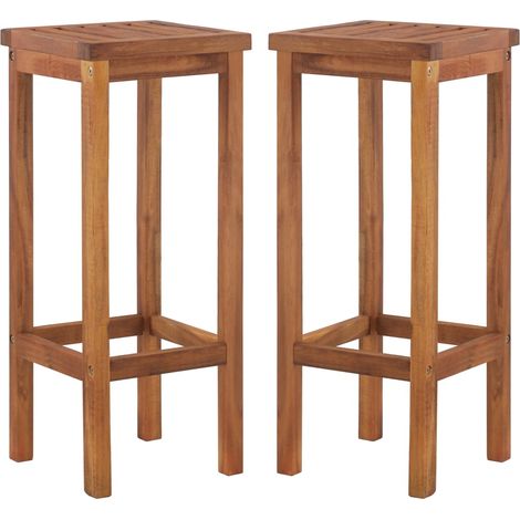 Set di due sgabelli da bar di design seduta a sedia legno massello di acacia 1202048