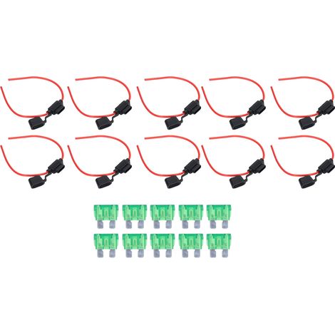 Lot de 10 porte-fusibles en ligne résistants à la fusion, câblage facile, étanches, avec fusible 12 AWG, 30 A (1/5)