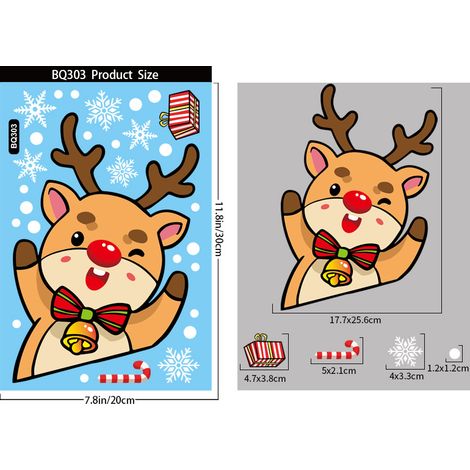 Autocollants statiques Père Noël, autocollants de Noël, autocollants pour vitrines, décorations de Noël, stickers pour fenêtres