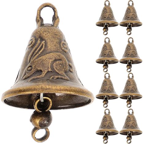 Carillon éolien Feng Shui en métal antique (11 clochettes porte-bonheur, style aléatoire)-2.50X2.30X2.30CM-Golden (1/4)