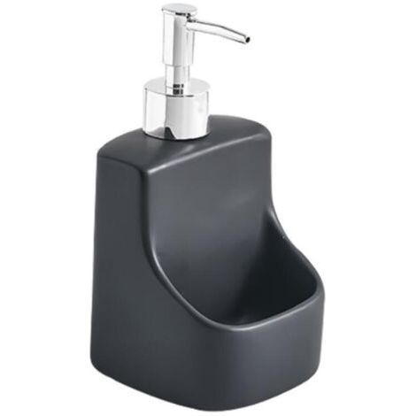 QORVA-10 x 18 x 10 cm,contenance 380 ML, Noir Distributeur de Liquide Vaisselle Festival, Distributeur de Savon, céramique Haut de Gamme avec Surface Douce (1/5)