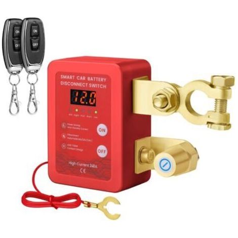 Disjoncteur de batterie à distance - 12 V, empêche la décharge de la batterie, convient aux voitures, camions, etc. - 1 unité, rouge