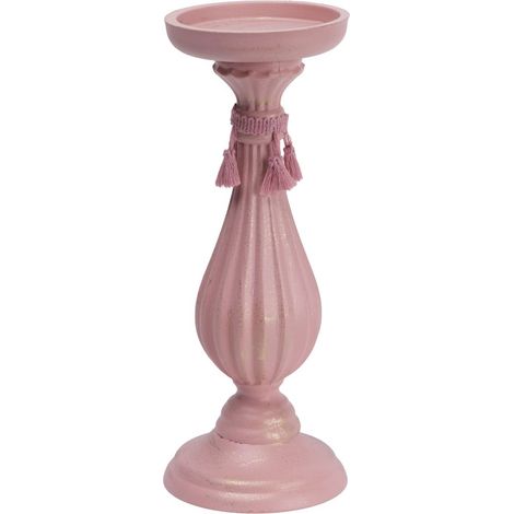 TrendLine Kerzenhalter Holz Ø 11 x 17 cm rosa Kerzenhalter
