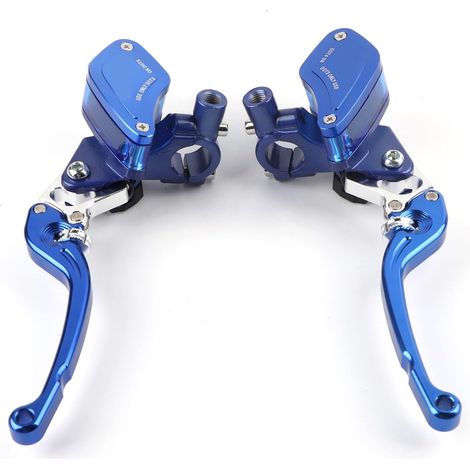 Paire de pompe de frein hydraulique de moto de levier de maître-cylindre d'embrayage 22mm réglable pour pièces de rechange(Bleu) (1/5)