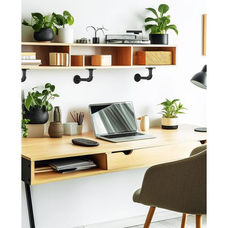 4 staffe per mensole retrò industriali per libri e mensole galleggianti, decorazioni per mobili vintage (nero, 15  8 cm) (1/4)