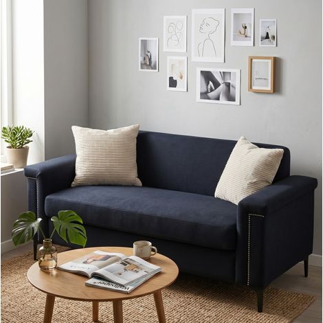 sofá 2 plazas negro 172 cm madera patas metálicas OKMYHOME (1/5)