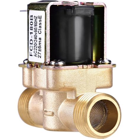 Elettrovalvola in ottone da 1/2" normalmente chiusa, 220 V CA, per il controllo dell'acqua. (1/4)