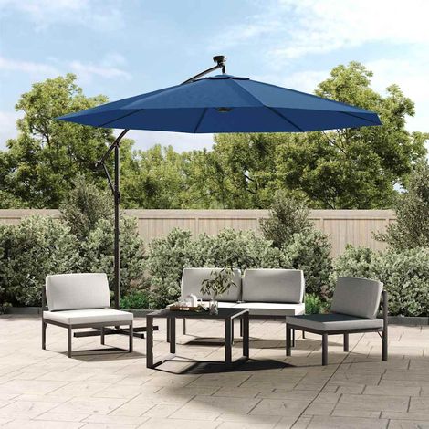 Parasol de jardin en porte-à-faux et lumières LED mât en acier (1/5)