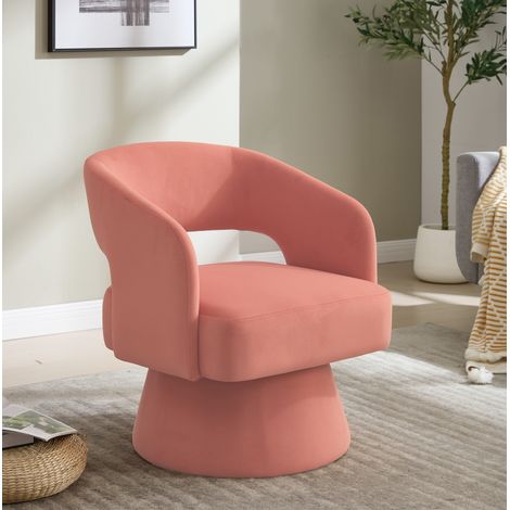 Sillón giratorio 360° de chenilla rosa, 68x66x75 cm, asiento acolchado REDOM (1/5)