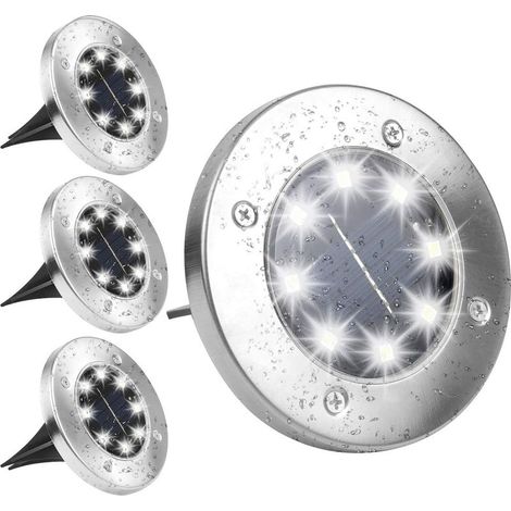 Lampe Solaire Extérieure Blanc Froid 6000K Lot de 4 Étanche IP65 Solaire Encastré Allée Lumière Jardin Patio Cour Pelouse - RW (1/5)