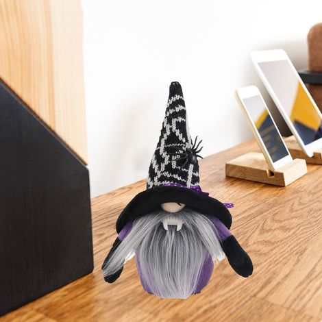 Halloween-Set: Gesichtsloser Zwerg, Dekorationsfigur, Spinne, Fledermaus, Partyzubehör (Tasche), Schwarz, Einheitsgröße