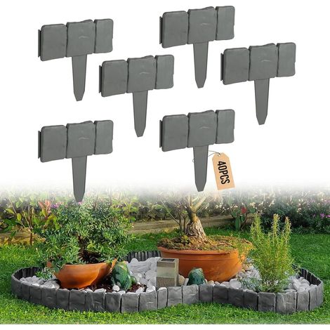 40 Pcs Bordure De Pelouse Gris 10 Mètres Palissade Clôture Effet Pierre PelouseBordure pour Jardin Pelouse