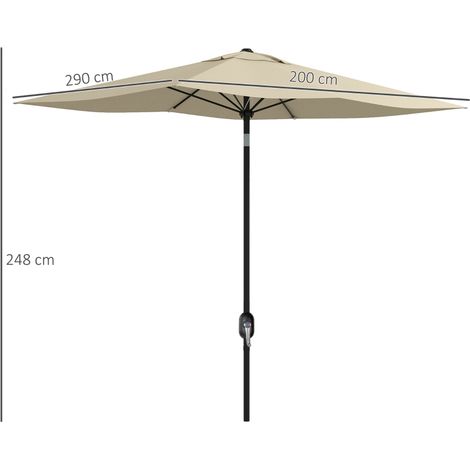 Parasol rectangulaire 2x3m crème, inclinable manivelle polyester 180g/m² imperméable (1/5)