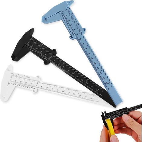 Pied à coulisse Vernier 150 mm en plastique - Précision et durabilité pour mesures détaillées (Noir, Blanc, Bleu) (1/5)
