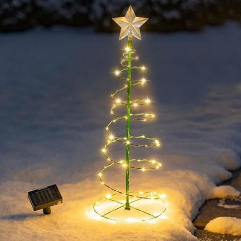 Solar LED Metal Spiral String Lights for Christmas Tree - Mini Twinkle Lights Guu6138