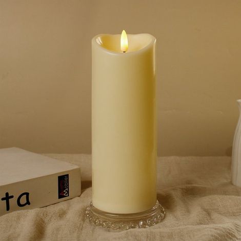 Candele 1 pezzo Candela impermeabile per esterni con luce LED Senza fili e sicura 7,5 x 20 cm Candela LED lampeggiante Timer e funzionamento a batteria Plastica (o (1/4)