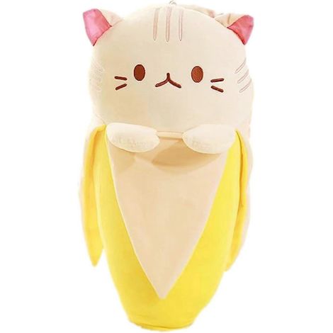Peluche Chat Banane de 18 cm, Décoration de chambre d'enfant, Peluche, Cadeau d'anniversaire pour fille (Beige) (1/5)
