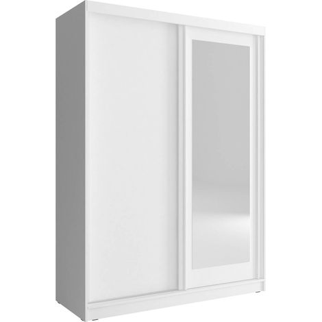 ALASKA Kleiderschrank 150 cm mit 2 schiebetüren spiegel weiß matt