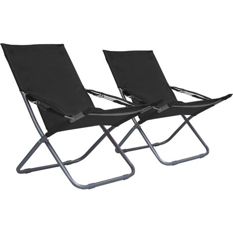 Klappbare Strandstühle 2 Stk. Stoff Schwarz
