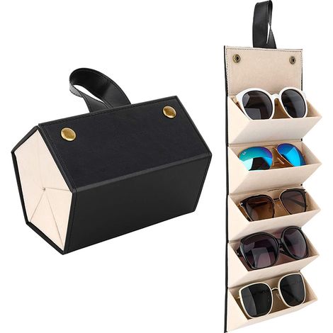 Étui à lunettes de soleil avec organiseur 5/6 emplacements, étui de voyage pour plusieurs paires, boîte de rangement, support à suspendre (1/5)