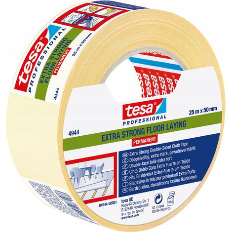 Ruban adhésif double face pour tapis TESA - Tissu 25 m x 50 mm (1/5)
