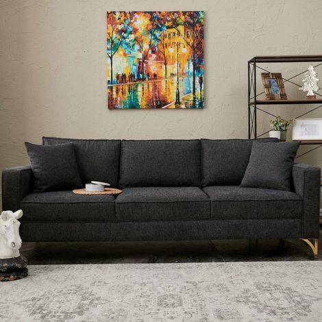 3-Sitzer-Sofa Berlin Anthrazit Gold (1/5)